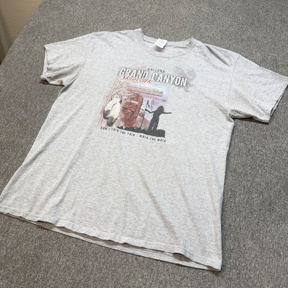 Gildan Grand Canyon Skywalk Arizona Graphic T-Shirt Mens Large Gray Short Sleeve